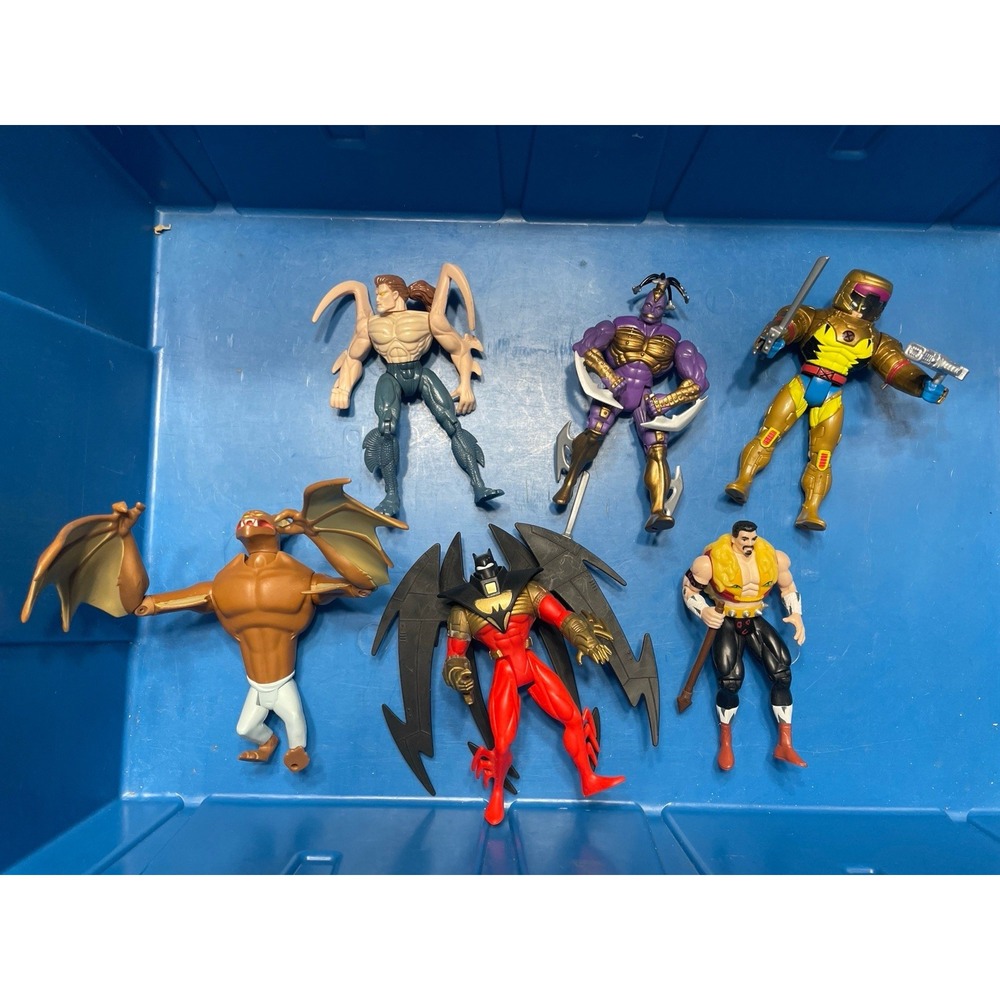 Lot of 6 Vintage Action Figures – Batman, Wolverine, Marvel, Gargoyles Style
